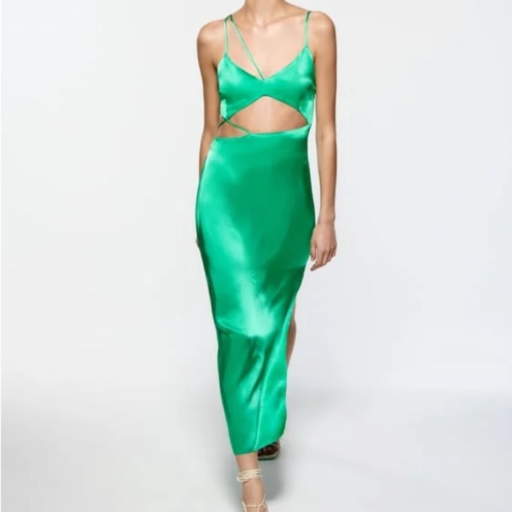 Zara Asymmetrical Satin Effect Dress